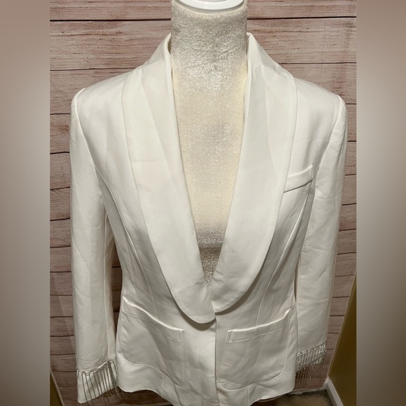 Athena Women’s open back silver chain white blazer jacket size small. - Picture 11 of 15
